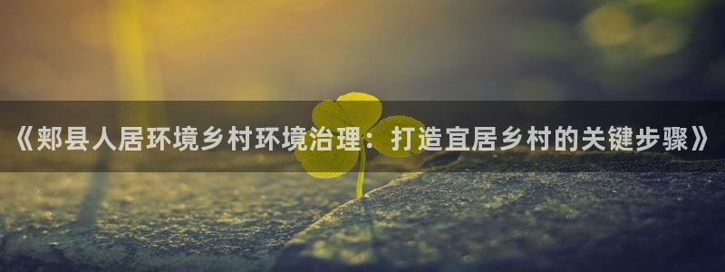 凯发k8旗舰厅注册登录：《郏县人居环境乡村环境治理：打造宜居乡村的关键步骤》